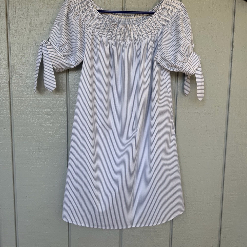 Striped Off-Shoulder loose & lightweight beachy summer Dress 97% cotton sz M
